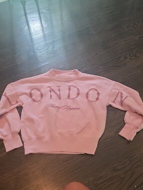 abercrombie kids Pink London Embroidered Crewneck Sweatshirt